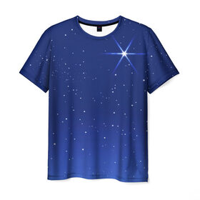 Мужская футболка 3D с принтом Звезда пленительного счастья в Курске, 100% полиэфир | прямой крой, круглый вырез горловины, длина до линии бедер | блеск | галактика | звёзды | космос | лучи | небо | ночь