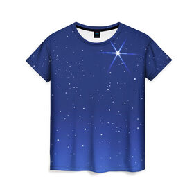 Женская футболка 3D с принтом Звезда пленительного счастья в Курске, 100% полиэфир ( синтетическое хлопкоподобное полотно) | прямой крой, круглый вырез горловины, длина до линии бедер | блеск | галактика | звёзды | космос | лучи | небо | ночь