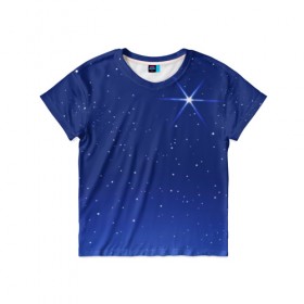 Детская футболка 3D с принтом Звезда пленительного счастья в Курске, 100% гипоаллергенный полиэфир | прямой крой, круглый вырез горловины, длина до линии бедер, чуть спущенное плечо, ткань немного тянется | блеск | галактика | звёзды | космос | лучи | небо | ночь