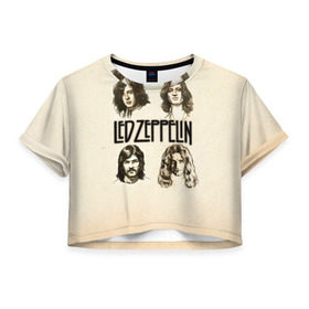 Женская футболка 3D укороченная с принтом Led Zeppelin 1 в Курске, 100% полиэстер | круглая горловина, длина футболки до линии талии, рукава с отворотами | led zeppelin | лед зеппелин | роберт плант
