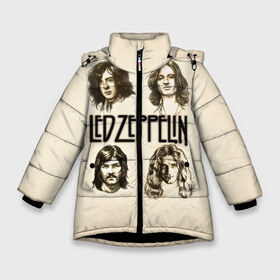 Зимняя куртка для девочек 3D с принтом Led Zeppelin 1 в Курске, ткань верха — 100% полиэстер; подклад — 100% полиэстер, утеплитель — 100% полиэстер. | длина ниже бедра, удлиненная спинка, воротник стойка и отстегивающийся капюшон. Есть боковые карманы с листочкой на кнопках, утяжки по низу изделия и внутренний карман на молнии. 

Предусмотрены светоотражающий принт на спинке, радужный светоотражающий элемент на пуллере молнии и на резинке для утяжки. | led zeppelin | лед зеппелин | роберт плант