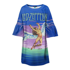 Детское платье 3D с принтом Led Zeppelin 2 в Курске, 100% полиэстер | прямой силуэт, чуть расширенный к низу. Круглая горловина, на рукавах — воланы | led zeppelin | лед зеппелин | роберт плант