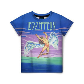 Детская футболка 3D с принтом Led Zeppelin 2 в Курске, 100% гипоаллергенный полиэфир | прямой крой, круглый вырез горловины, длина до линии бедер, чуть спущенное плечо, ткань немного тянется | led zeppelin | лед зеппелин | роберт плант
