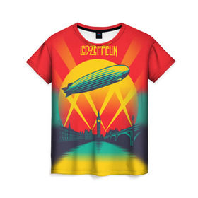Женская футболка 3D с принтом Led Zeppelin 3 в Курске, 100% полиэфир ( синтетическое хлопкоподобное полотно) | прямой крой, круглый вырез горловины, длина до линии бедер | led zeppelin | лед зеппелин | роберт плант