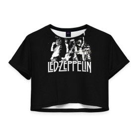 Женская футболка 3D укороченная с принтом Led Zeppelin 4 в Курске, 100% полиэстер | круглая горловина, длина футболки до линии талии, рукава с отворотами | led zeppelin | лед зеппелин | роберт плант