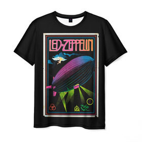 Мужская футболка 3D с принтом Led Zeppelin 6 в Курске, 100% полиэфир | прямой крой, круглый вырез горловины, длина до линии бедер | Тематика изображения на принте: led zeppelin | лед зеппелин | роберт плант