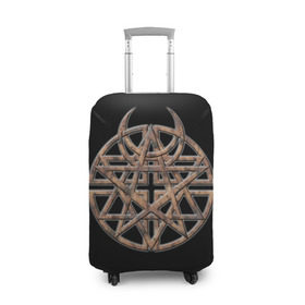 Чехол для чемодана 3D с принтом Disturbed 1 в Курске, 86% полиэфир, 14% спандекс | двустороннее нанесение принта, прорези для ручек и колес | 
