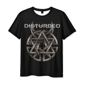 Мужская футболка 3D с принтом Disturbed 2 в Курске, 100% полиэфир | прямой крой, круглый вырез горловины, длина до линии бедер | disturbed | donegan | draiman | moyer | wengren | венгрен | дистурбед | дониган | дрейман | мойер | хард рок