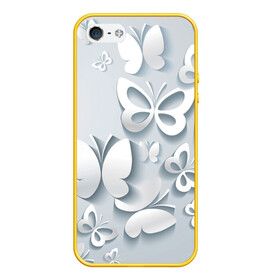 Чехол для iPhone 5/5S матовый с принтом Белоснежные бабочки в Курске, Силикон | Область печати: задняя сторона чехла, без боковых панелей | бабочка | девушка | кружево. красота | нежность | полёт