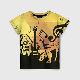 Детская футболка 3D с принтом Любовь к музыки в Курске, 100% гипоаллергенный полиэфир | прямой крой, круглый вырез горловины, длина до линии бедер, чуть спущенное плечо, ткань немного тянется | веселые | искусство | музыка | новинки | подарок | рок | юмор | яркие