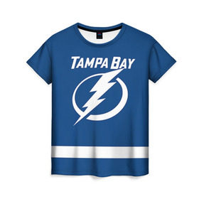 Женская футболка 3D с принтом Tampa Bay Johnson в Курске, 100% полиэфир ( синтетическое хлопкоподобное полотно) | прямой крой, круглый вырез горловины, длина до линии бедер | 9 | tampa bay lightning | tyler johnson | нхл | тайлер джонсон | тампа бэй лайтнинг | хоккей