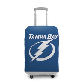 Чехол для чемодана 3D с принтом Tampa Bay Johnson в Курске, 86% полиэфир, 14% спандекс | двустороннее нанесение принта, прорези для ручек и колес | 9 | tampa bay lightning | tyler johnson | нхл | тайлер джонсон | тампа бэй лайтнинг | хоккей