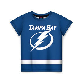 Детская футболка 3D с принтом Tampa Bay Johnson в Курске, 100% гипоаллергенный полиэфир | прямой крой, круглый вырез горловины, длина до линии бедер, чуть спущенное плечо, ткань немного тянется | 9 | tampa bay lightning | tyler johnson | нхл | тайлер джонсон | тампа бэй лайтнинг | хоккей