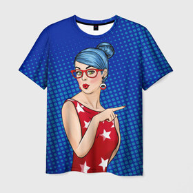 Мужская футболка 3D с принтом Pop Art Girl в Курске, 100% полиэфир | прямой крой, круглый вырез горловины, длина до линии бедер | Тематика изображения на принте: retro | арт | винтаж | девушка | искусство | поп | ретро