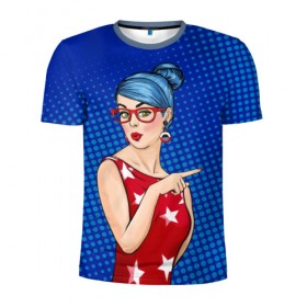 Мужская футболка 3D спортивная с принтом Pop Art Girl в Курске, 100% полиэстер с улучшенными характеристиками | приталенный силуэт, круглая горловина, широкие плечи, сужается к линии бедра | Тематика изображения на принте: retro | арт | винтаж | девушка | искусство | поп | ретро