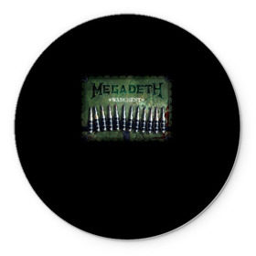 Коврик круглый с принтом Megadeth в Курске, резина и полиэстер | круглая форма, изображение наносится на всю лицевую часть | Тематика изображения на принте: dave | megadeth | metal | mustaine | rattlehead | rock | thrash | vic | дейв | мастейн | мегадет | метал | рок | треш