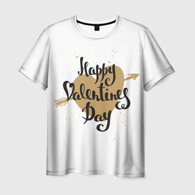 Мужская футболка 3D с принтом Happy Valentine`s Day в Курске, 100% полиэфир | прямой крой, круглый вырез горловины, длина до линии бедер | 