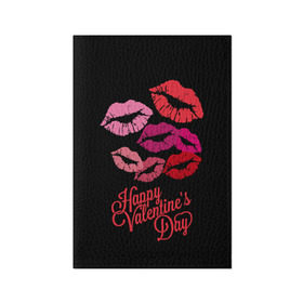 Обложка для паспорта матовая кожа с принтом Happy Valentine`s Day в Курске, натуральная матовая кожа | размер 19,3 х 13,7 см; прозрачные пластиковые крепления | Тематика изображения на принте: 14 | february | happy valentines day | holiday | kisses | lips | love | губы | любовь | поцелуи | праздник | счастливый день святого валентина | февраль