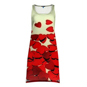 Платье-майка 3D с принтом valentine`s day в Курске, 100% полиэстер | полуприлегающий силуэт, широкие бретели, круглый вырез горловины, удлиненный подол сзади. | 14 февраля | valentines day | день влюбленных | игрушка | любовь | сердечки | сердце