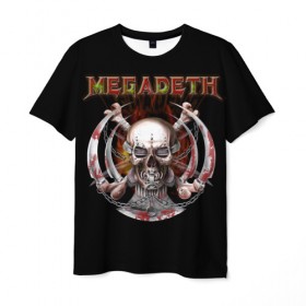 Мужская футболка 3D с принтом Megadeth в Курске, 100% полиэфир | прямой крой, круглый вырез горловины, длина до линии бедер | 