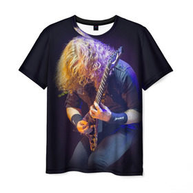 Мужская футболка 3D с принтом Dave Mustaine в Курске, 100% полиэфир | прямой крой, круглый вырез горловины, длина до линии бедер | Тематика изображения на принте: dave | megadeth | metal | mustaine | rattlehead | rock | thrash | vic | дейв | мастейн | мегадет | метал | рок | треш