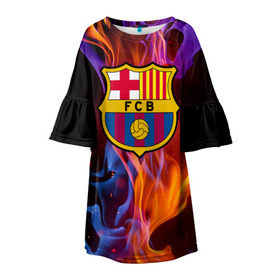 Детское платье 3D с принтом Барселона в Курске, 100% полиэстер | прямой силуэт, чуть расширенный к низу. Круглая горловина, на рукавах — воланы | fc barсelona | спорт | фк барселона | футбол | футбольный клуб басрелона