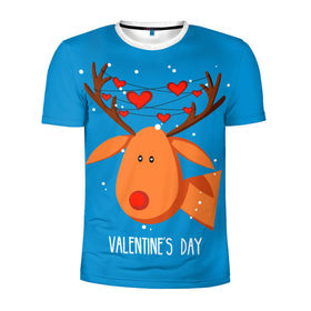 Мужская футболка 3D спортивная с принтом Влюбленный олень в Курске, 100% полиэстер с улучшенными характеристиками | приталенный силуэт, круглая горловина, широкие плечи, сужается к линии бедра | 14 | 14 february | animal | garland | hart | head | heart | holiday | horns | love | snow | valentines day | winter | влюбленный | гирлянда | голова | день святого валентина | животное | зима | любовь | олень | праздник | рога | сердца | снег | февраль