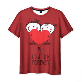 Мужская футболка 3D с принтом Мы вместе навсегда в Курске, 100% полиэфир | прямой крой, круглый вырез горловины, длина до линии бедер | 14 | boy | celebration | february | girl | heart | love | valentines day | we are together forever | девочка | день святого валентина | любовь | мальчик | мы вместе навсегда | праздник | сердце | февраль