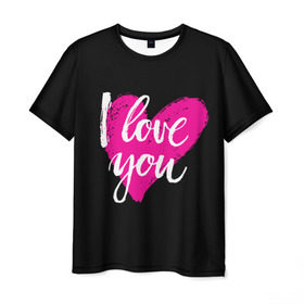 Мужская футболка 3D с принтом Valentine`s Day, I Iove you в Курске, 100% полиэфир | прямой крой, круглый вырез горловины, длина до линии бедер | 14 | february | heart | holiday | i love you | valentines day | день святого валентина | праздник | сердце | февраль | я люблю тебя