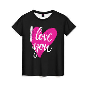Женская футболка 3D с принтом Valentine`s Day, I Iove you в Курске, 100% полиэфир ( синтетическое хлопкоподобное полотно) | прямой крой, круглый вырез горловины, длина до линии бедер | 14 | february | heart | holiday | i love you | valentines day | день святого валентина | праздник | сердце | февраль | я люблю тебя