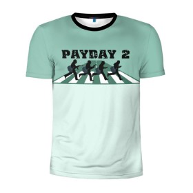 Мужская футболка 3D спортивная с принтом Payday 2 в Курске, 100% полиэстер с улучшенными характеристиками | приталенный силуэт, круглая горловина, широкие плечи, сужается к линии бедра | Тематика изображения на принте: game | payday | payday 2 | игра | игрок | компьютерные игры | маски