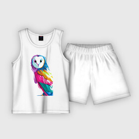 Детская пижама с шортами хлопок с принтом Сова в Курске,  |  | животные | птица | сова | фауна