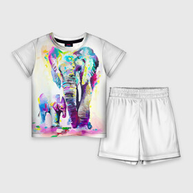 Детский костюм с шортами 3D с принтом Слоны в Курске,  |  | Тематика изображения на принте: animal | art | bright | child | color | elephants | family | mother | rainbow | spectrum | животные | искусство | мама | радуга | ребенок | семья | слоны | спектр | цвета | яркие