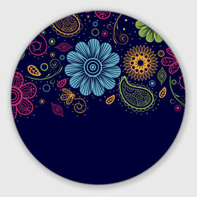 Коврик круглый с принтом Яркие чувства в Курске, резина и полиэстер | круглая форма, изображение наносится на всю лицевую часть | нежный | орнамент | узор | цветочный