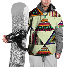 Накидка на куртку 3D с принтом Индейские мотивы в Курске, 100% полиэстер |  | геометрия | орнамент | треугольники