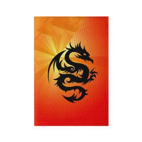 Обложка для паспорта матовая кожа с принтом Дракон в Курске, натуральная матовая кожа | размер 19,3 х 13,7 см; прозрачные пластиковые крепления | дракон | китай | крылья | огонь | ящерица