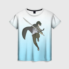 Женская футболка 3D с принтом Sasuke Uchiha в Курске, 100% полиэфир ( синтетическое хлопкоподобное полотно) | прямой крой, круглый вырез горловины, длина до линии бедер | 