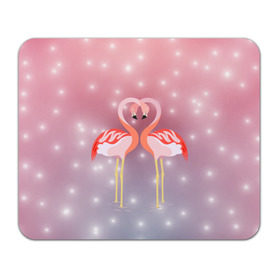 Коврик прямоугольный с принтом Влюбленные фламинго в Курске, натуральный каучук | размер 230 х 185 мм; запечатка лицевой стороны | 14 февраля | день всех влюбленных | любовь | птицы | фламинго