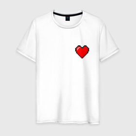 Мужская футболка хлопок с принтом Пиксельное сердце в Курске, 100% хлопок | прямой крой, круглый вырез горловины, длина до линии бедер, слегка спущенное плечо. | 