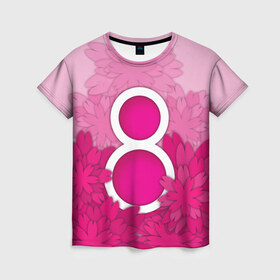 Женская футболка 3D с принтом 8 марта в Курске, 100% полиэфир ( синтетическое хлопкоподобное полотно) | прямой крой, круглый вырез горловины, длина до линии бедер | 8 марта | подарок бабушке | подарок жене | подарок маме | подарок на 8 марта