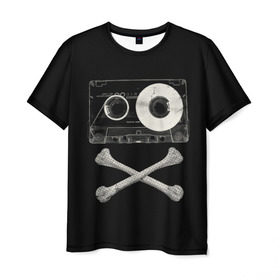 Мужская футболка 3D с принтом Pirate Music в Курске, 100% полиэфир | прямой крой, круглый вырез горловины, длина до линии бедер | Тематика изображения на принте: 80s | 90s | bone | dance | disco | music | pirate | retro | skelet | skull | tape | диско | кассета | кости | музыка | пират | ретро | скелет | череп