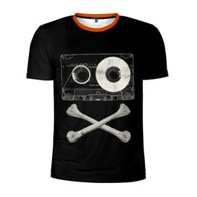 Мужская футболка 3D спортивная с принтом Pirate Music в Курске, 100% полиэстер с улучшенными характеристиками | приталенный силуэт, круглая горловина, широкие плечи, сужается к линии бедра | 80s | 90s | bone | dance | disco | music | pirate | retro | skelet | skull | tape | диско | кассета | кости | музыка | пират | ретро | скелет | череп