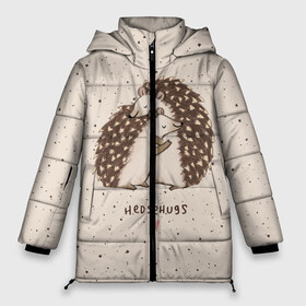 Женская зимняя куртка 3D с принтом Влюбленные ежики в Курске, верх — 100% полиэстер; подкладка — 100% полиэстер; утеплитель — 100% полиэстер | длина ниже бедра, силуэт Оверсайз. Есть воротник-стойка, отстегивающийся капюшон и ветрозащитная планка. 

Боковые карманы с листочкой на кнопках и внутренний карман на молнии | amour | animal | beast | happy | heart | hedgehog | life | love | амур | влюбленность | ежик | животное | жизнь | зверь | любовь | объятья | радость | сердце | счастье