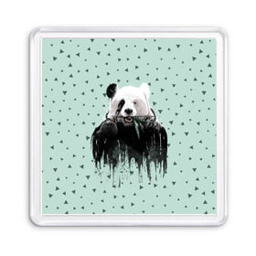 Магнит 55*55 с принтом Панда-художник в Курске, Пластик | Размер: 65*65 мм; Размер печати: 55*55 мм | animal | art | artist | bear | beast | design | panda | style | арт | дизайн | животное | зверь | кисть | краски | медведь | панда | стиль | художник