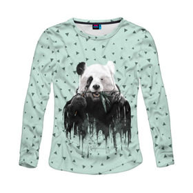 Женский лонгслив 3D с принтом Панда-художник в Курске, 100% полиэстер | длинные рукава, круглый вырез горловины, полуприлегающий силуэт | animal | art | artist | bear | beast | design | panda | style | арт | дизайн | животное | зверь | кисть | краски | медведь | панда | стиль | художник