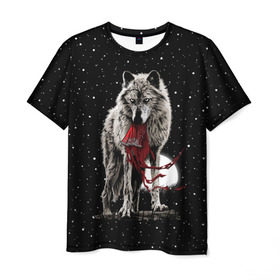 Мужская футболка 3D с принтом Серый волк в Курске, 100% полиэфир | прямой крой, круглый вырез горловины, длина до линии бедер | angry | animal | beast | heaven | moon | night | rage | sky | star | wild | wolf | волк | дикий | животное | звезды | зверь | злость | красная шапочка | луна | небеса | небо | ночь | сказка | ярость