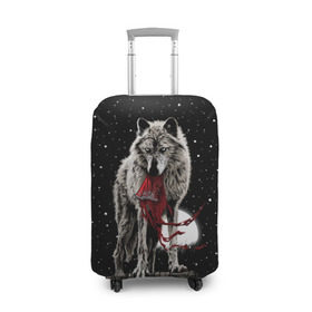 Чехол для чемодана 3D с принтом Серый волк в Курске, 86% полиэфир, 14% спандекс | двустороннее нанесение принта, прорези для ручек и колес | angry | animal | beast | heaven | moon | night | rage | sky | star | wild | wolf | волк | дикий | животное | звезды | зверь | злость | красная шапочка | луна | небеса | небо | ночь | сказка | ярость