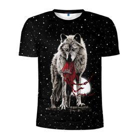 Мужская футболка 3D спортивная с принтом Серый волк в Курске, 100% полиэстер с улучшенными характеристиками | приталенный силуэт, круглая горловина, широкие плечи, сужается к линии бедра | Тематика изображения на принте: angry | animal | beast | heaven | moon | night | rage | sky | star | wild | wolf | волк | дикий | животное | звезды | зверь | злость | красная шапочка | луна | небеса | небо | ночь | сказка | ярость