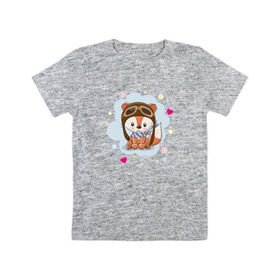 Детская футболка хлопок с принтом Лисёнок-пилот в Курске, 100% хлопок | круглый вырез горловины, полуприлегающий силуэт, длина до линии бедер | животные