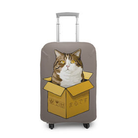Чехол для чемодана 3D с принтом Maru в Курске, 86% полиэфир, 14% спандекс | двустороннее нанесение принта, прорези для ручек и колес | cat | maru | коробка | кот в коробке | кот мару | котейка | кошка | мару | прикол